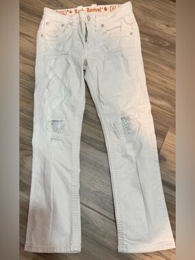 Rock Revival Men’s White Distressed Straight Jeans